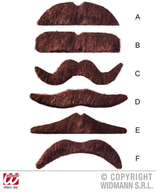 Baffi CASTANI adesivi - tuttocostumi.it