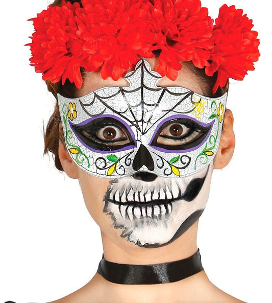 Domino DIA DE LOS MUERTOS viola di Guirca - tuttocostumi.it