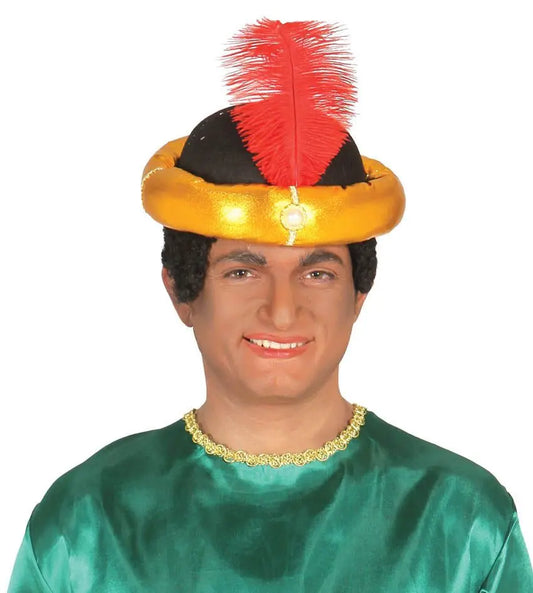 Copricapo Maharaja con piuma rossa - tuttocostumi.it