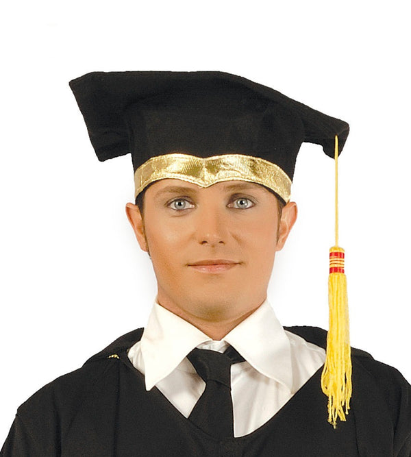 Cappello laureato bordo dorato di Guirca - tuttocostumi.it