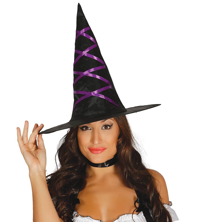 Cappello da STREGA con nastri viola di Guirca - tuttocostumi.it