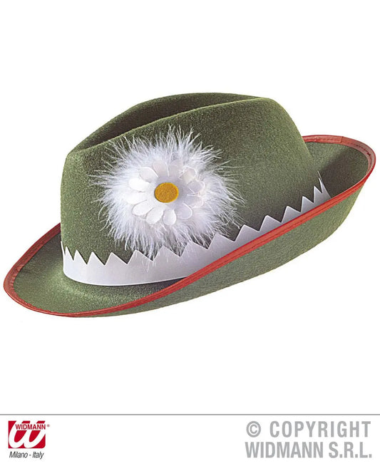 Cappello TIROLESE CON MARGHERITA E PIUMA in feltro - tuttocostumi.it