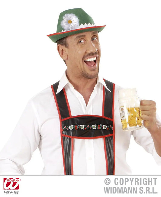 Cappello TIROLESE CON MARGHERITA E PIUMA in feltro - tuttocostumi.it