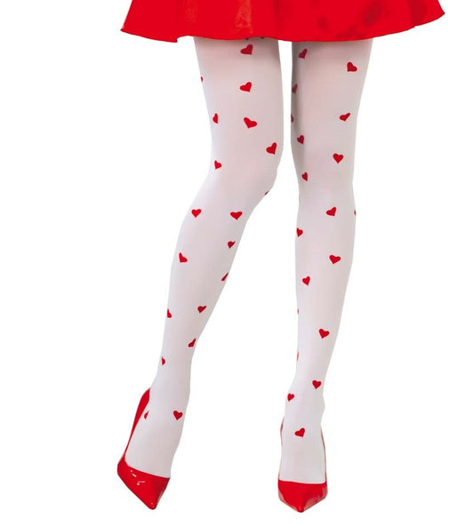 Collant bianchi con cuori di Guirca - tuttocostumi.it