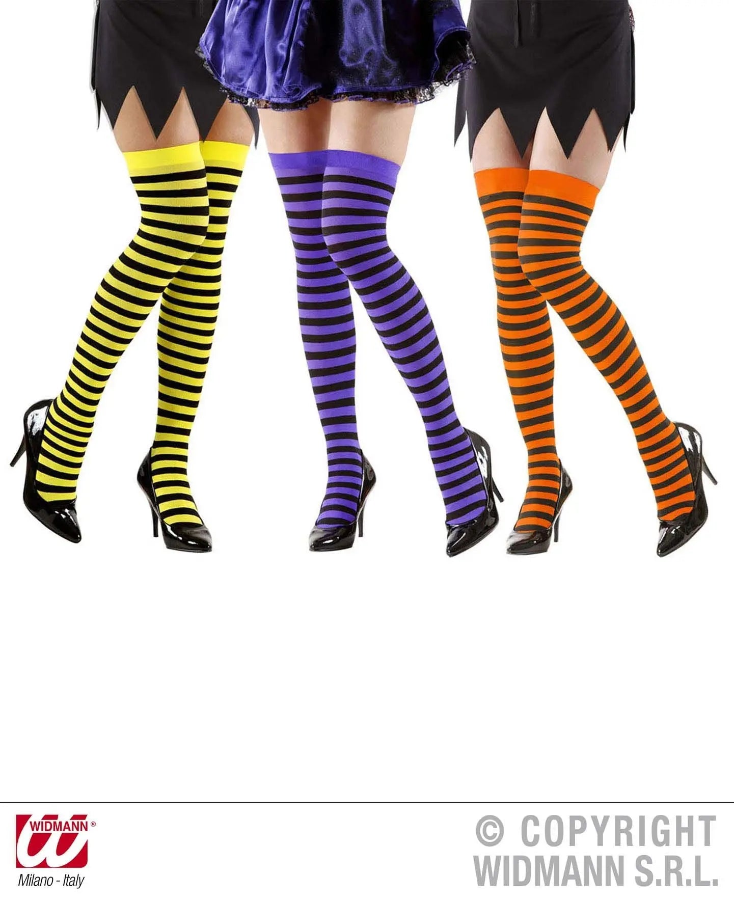Calze parigine FLUORESCENTI RIGATE - tuttocostumi.it