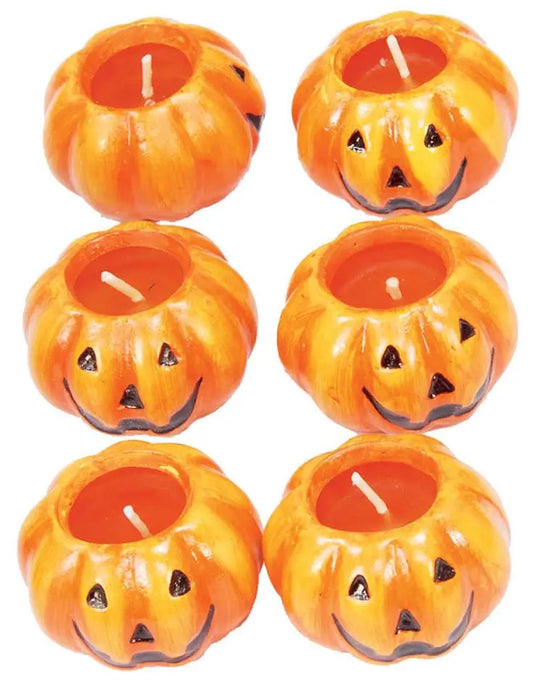 Confezione con 6 candele zucca - tuttocostumi.it