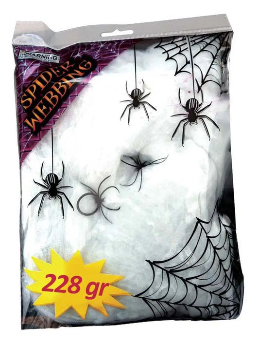 Ragnatele BIANCHE  (conf. da 228 gr.) con ragni - tuttocostumi.it
