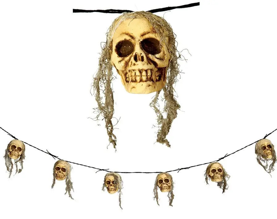 Ghirlanda teschi con capelli - tuttocostumi.it