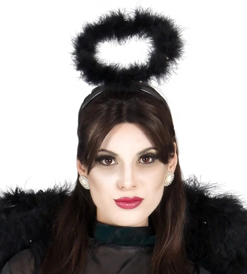 Aureola con piume nera - tuttocostumi.it