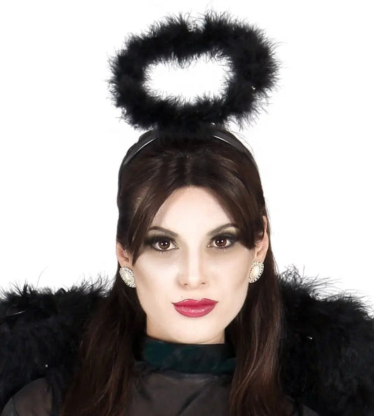 Aureola con piume nera - tuttocostumi.it