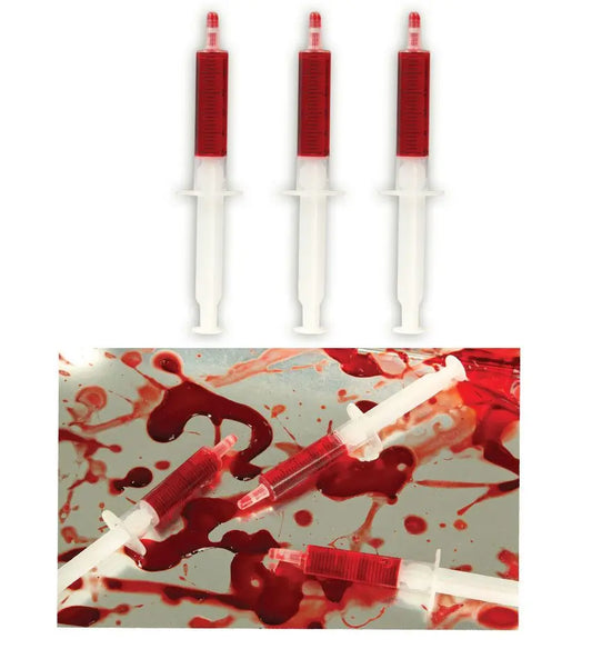 Set tre SIRINGHE con SANGUE - tuttocostumi.it