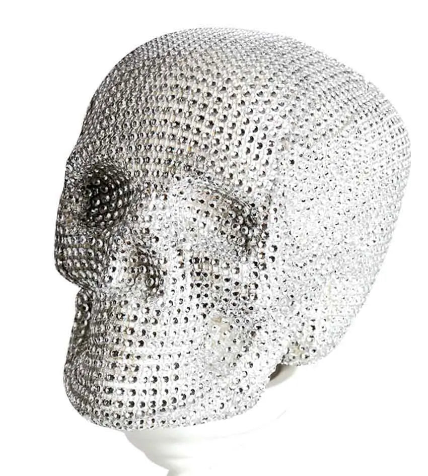 Teschio brillantini argento 20 cm - tuttocostumi.it