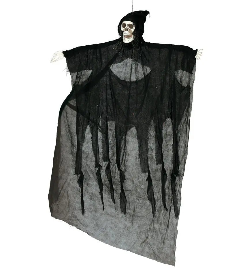 Scheletro nero con cappuccio 180 cm da appendere - tuttocostumi.it