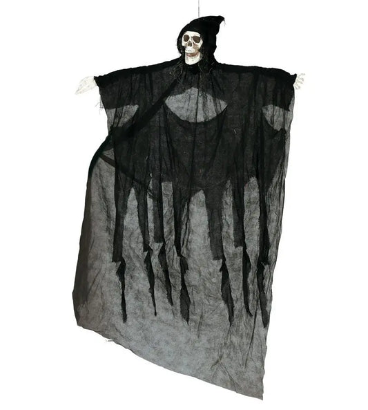 Scheletro nero con cappuccio 180 cm da appendere - tuttocostumi.it