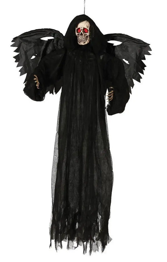Scheletro nero con ali e luci 165 cm - tuttocostumi.it
