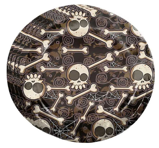 Piatti carta decorazione SCHELETRI 23 cm - tuttocostumi.it