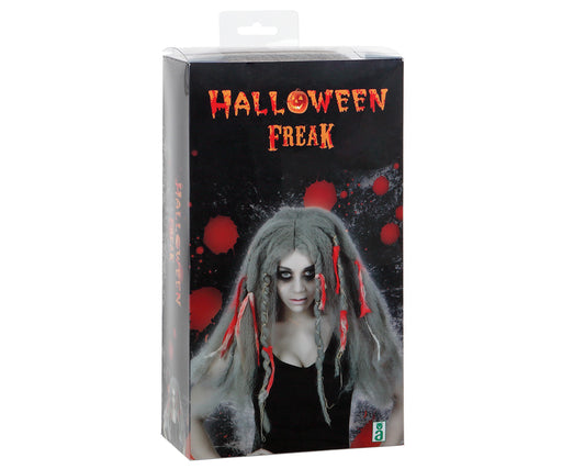 Parrucca crespa STREGA ZOMBIE con NASTRI di Atosa - tuttocostumi.it