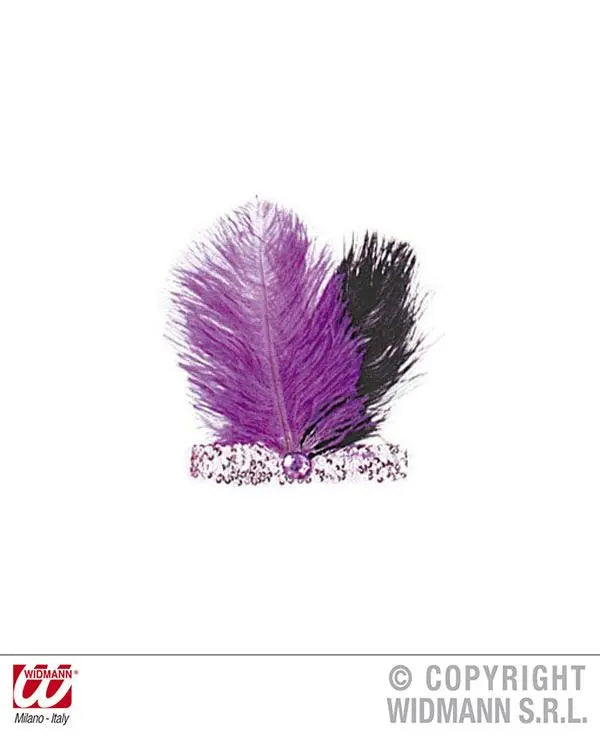 Fascia CHARLESTON paillettes colorate, gemma e 2 PIUME - tuttocostumi.it