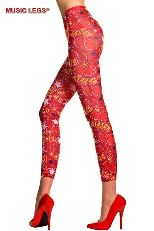 Leggings rossi con fantasia e scritte - tuttocostumi.it
