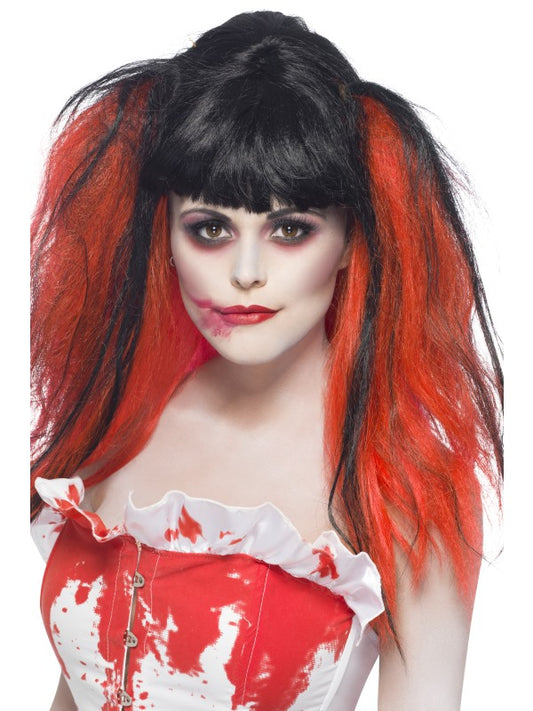 Parrucca BLOOD DRIP nera e rossa di Smiffys - tuttocostumi.it