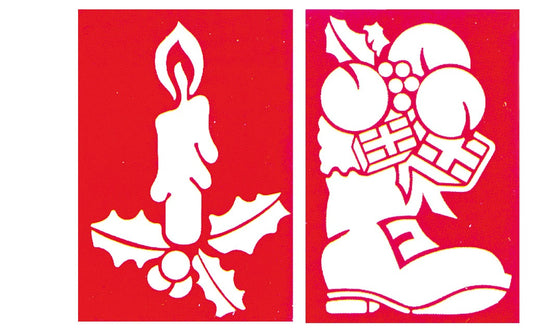 Confezioni di due STENCIL CANDELA e SCARPONE 35 X 25 cm di Guirma - tuttocostumi.it