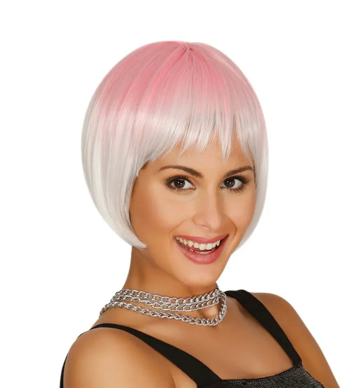 Parrucca corta rosa e bianca degradé - tuttocostumi.it