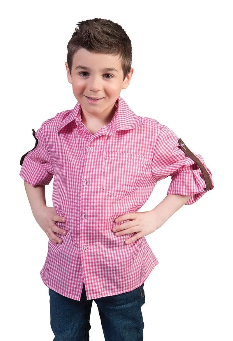 Camicia bavarese ROSA-BIANCO con laccio bambino - tuttocostumi.it