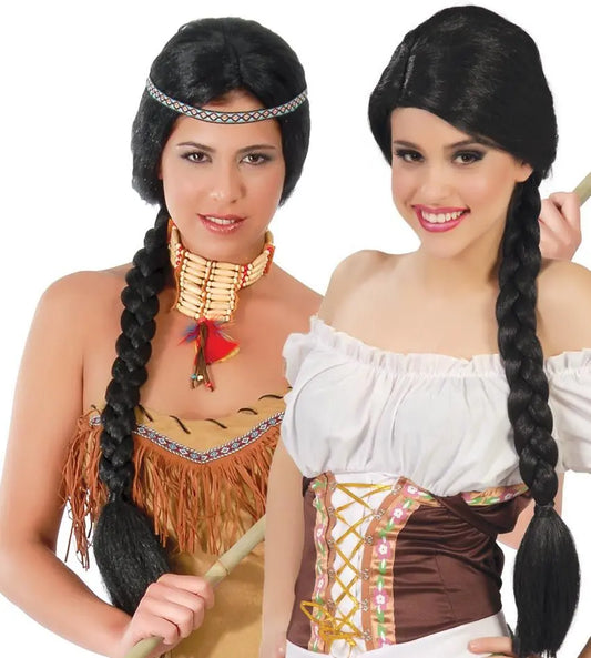 Parrucca con treccia nera - tuttocostumi.it