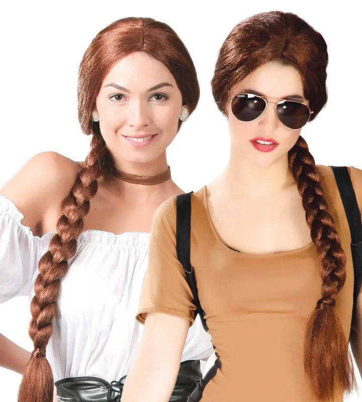 Parrucca con treccia castana - tuttocostumi.it