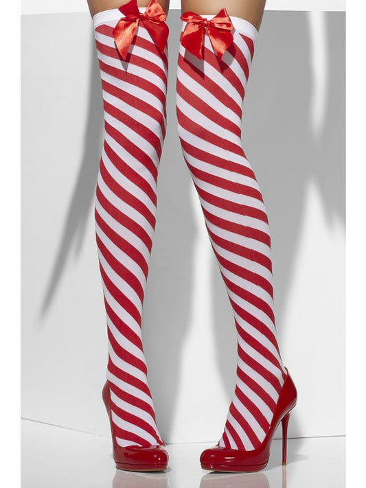 Calze rosso / bianco natalizie di Smiffys - tuttocostumi.it