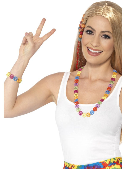 Set collana e braccialetto HIPPIE di Smiffys - tuttocostumi.it