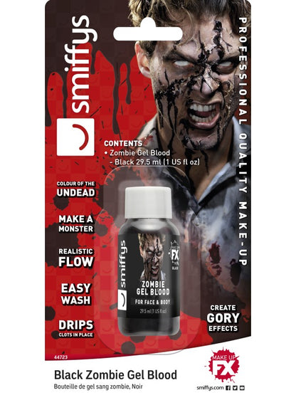 Bottiglietta di sangue ZOMBIE GEL nero di Smiffys - tuttocostumi.it