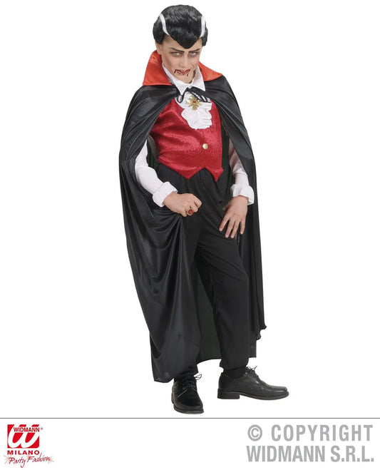 Mantello nero con colletto rosso 110 cm (bambino) - tuttocostumi.it