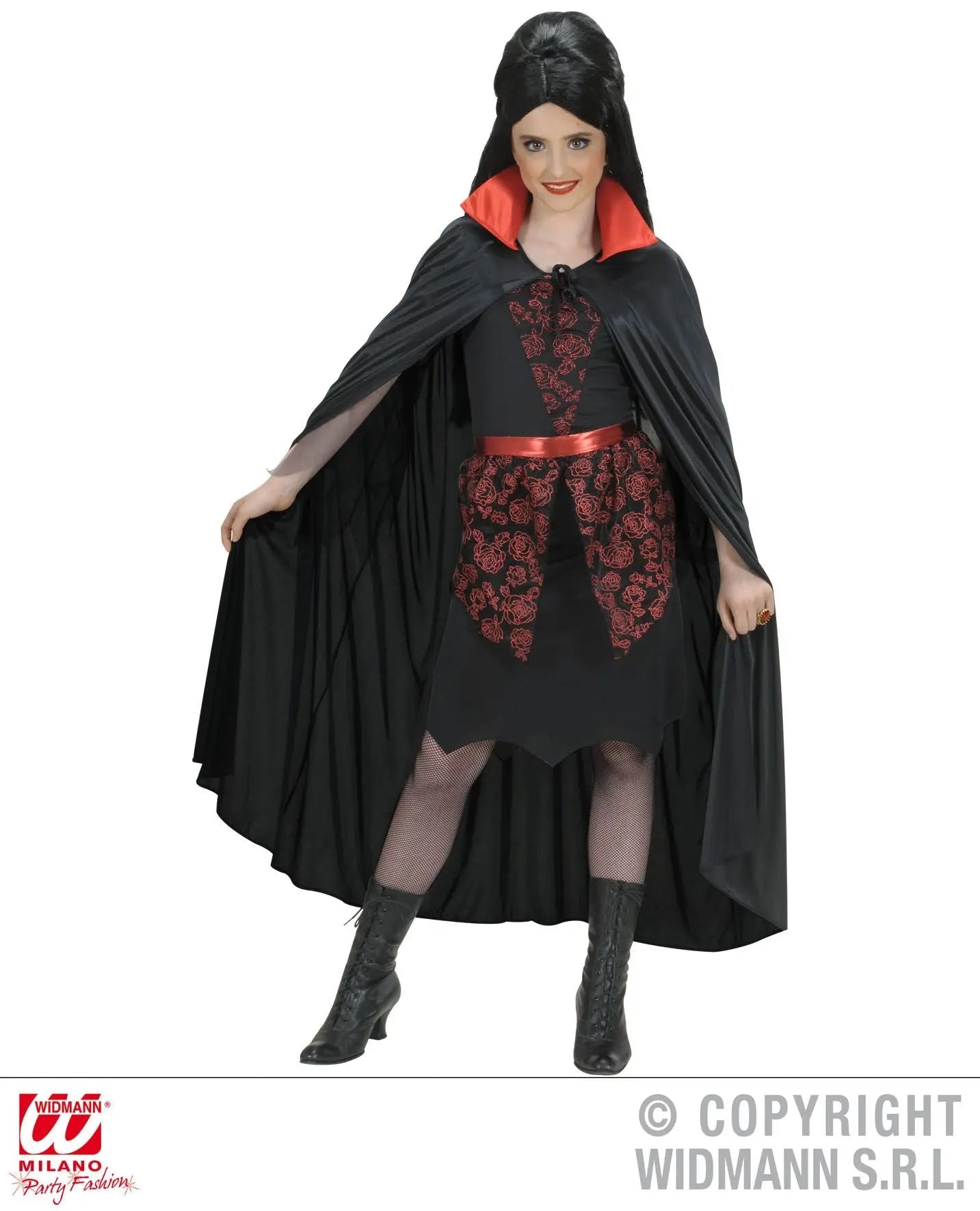 Mantello nero con colletto rosso 110 cm (bambino) - tuttocostumi.it