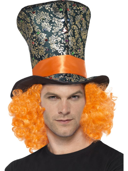 Cappello con capelli CAPPELLAIO MATTO di Smiffys - tuttocostumi.it