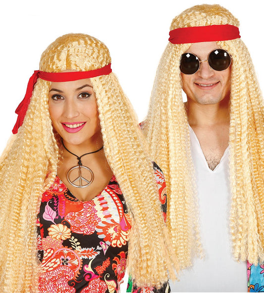 Parrucca HIPPIE LUNGA con FASCIA di Guirca - tuttocostumi.it
