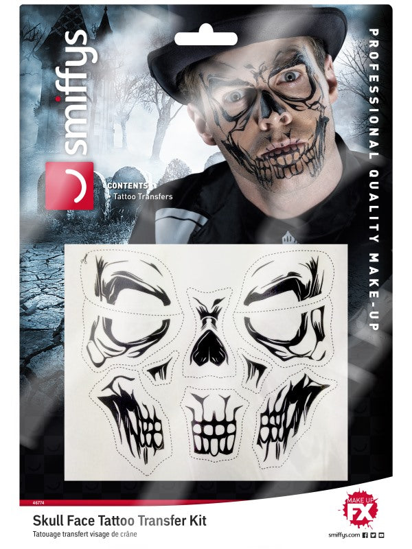 Temporary Tattoo SKULL FACE di Smiffys - tuttocostumi.it