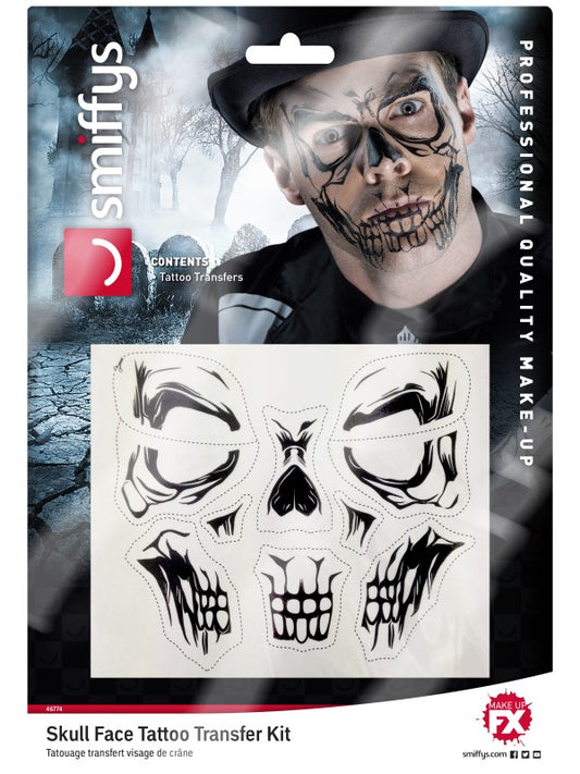 Temporary Tattoo SKULL FACE di Smiffys - tuttocostumi.it