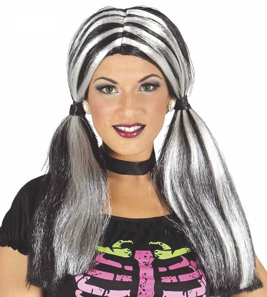 Parrucca con code bianco/nero di Guirca - tuttocostumi.it