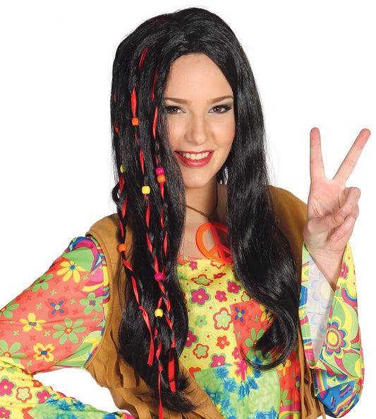 Parrucca HIPPIE con DECORI di Guirca - tuttocostumi.it
