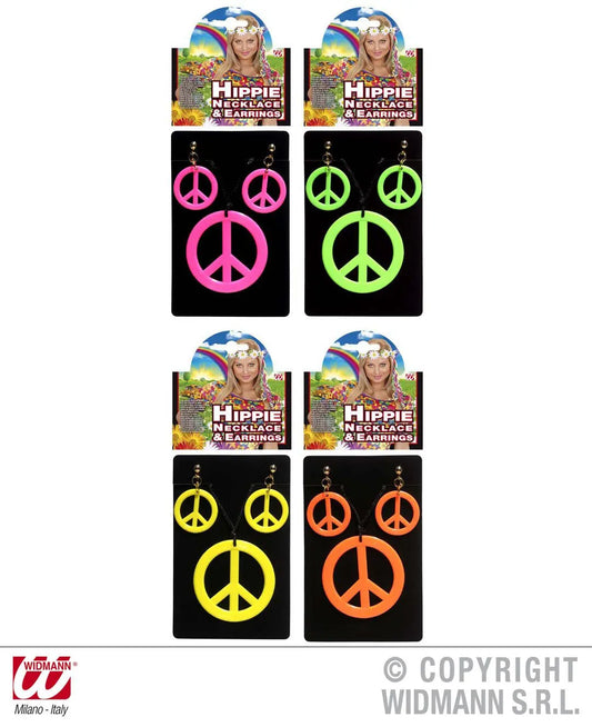SET collana e orecchini HIPPIE FLUORESCENTI - tuttocostumi.it