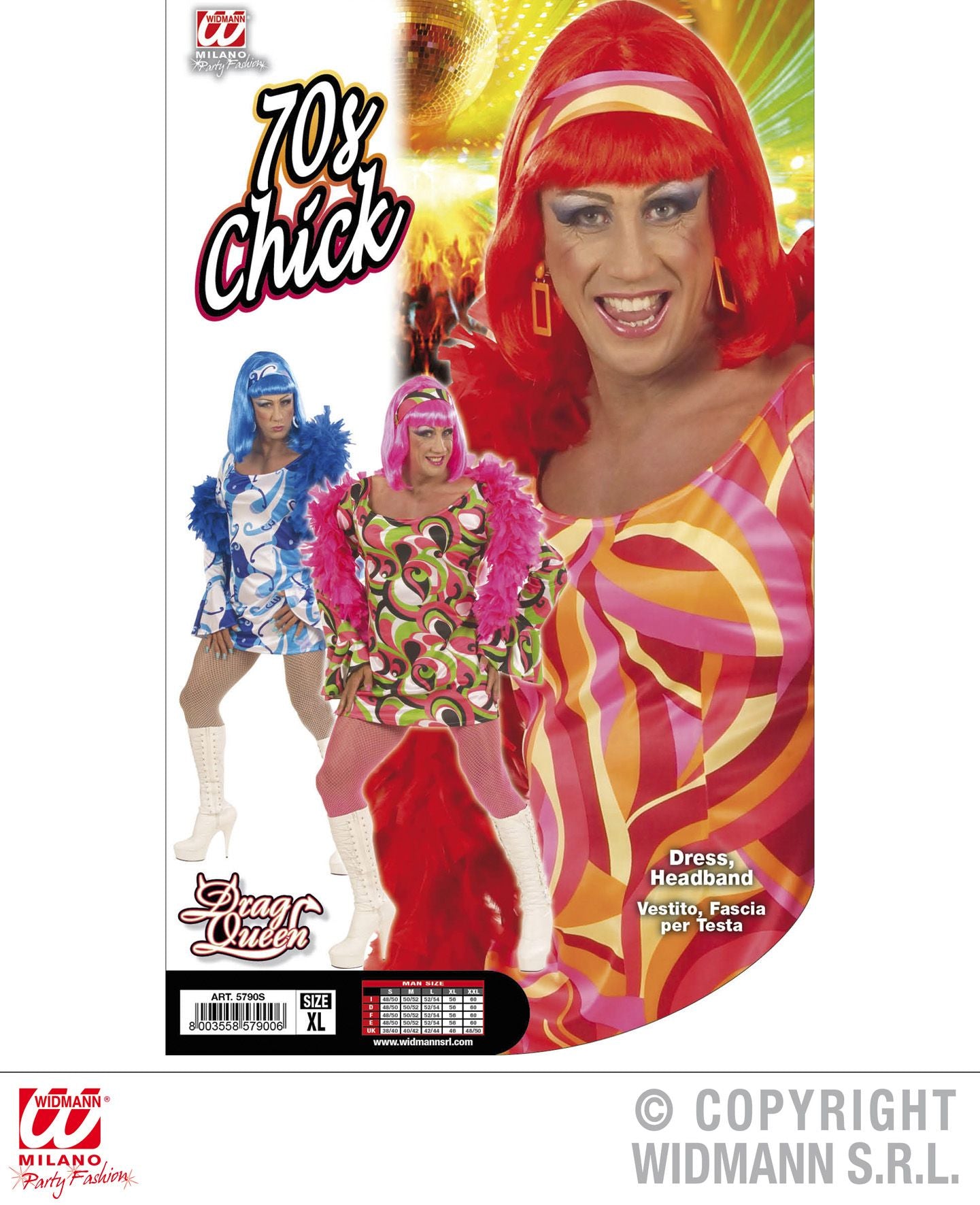 Costume anni 70 CHICK XL di Widmann - tuttocostumi.it