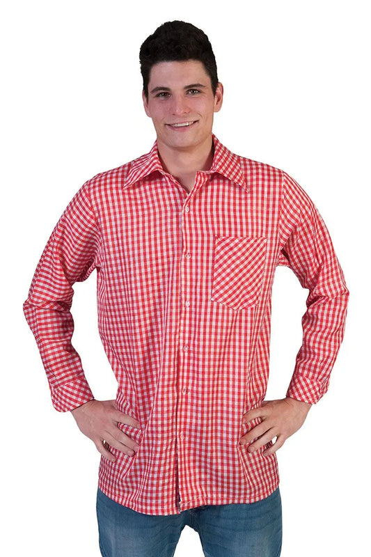 Camicia bavarese ROSSO-BIANCO uomo - tuttocostumi.it