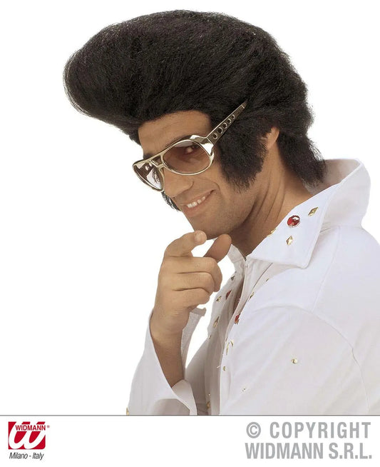 Parrucca RE DEL ROCK'N'ROLL nera - tuttocostumi.it