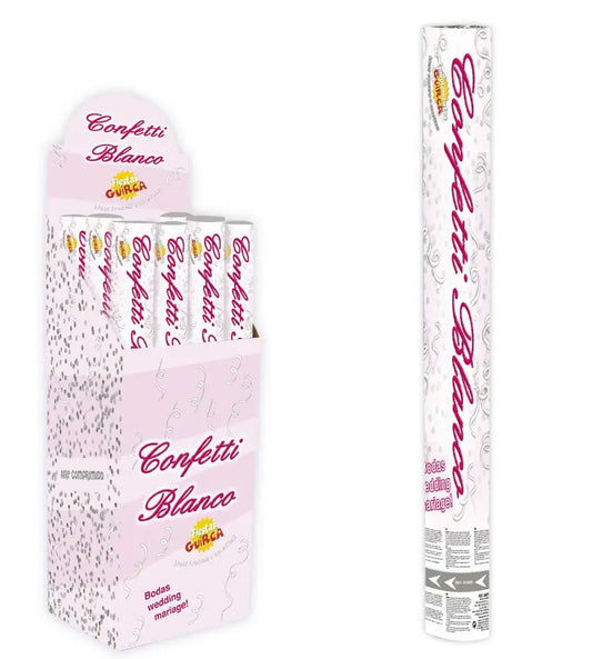 Tubo spara coriandoli bianchi 50 cm - tuttocostumi.it