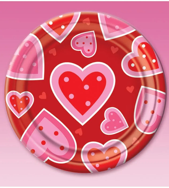Piatti CUORI 23 cm confezione da 8 - tuttocostumi.it