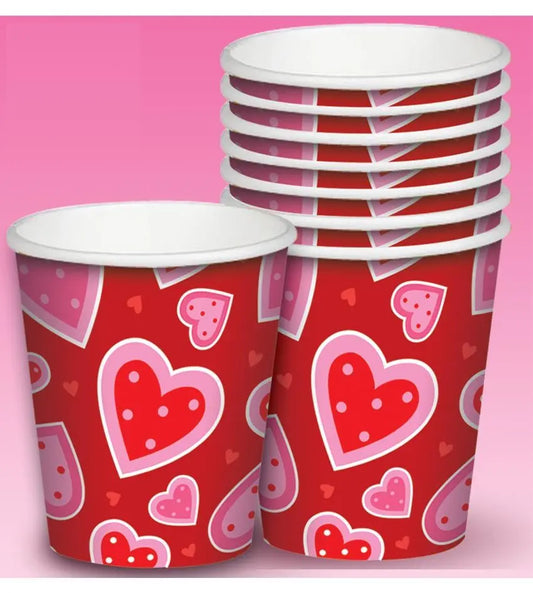 Confezione 8 bicchieri CUORI - tuttocostumi.it