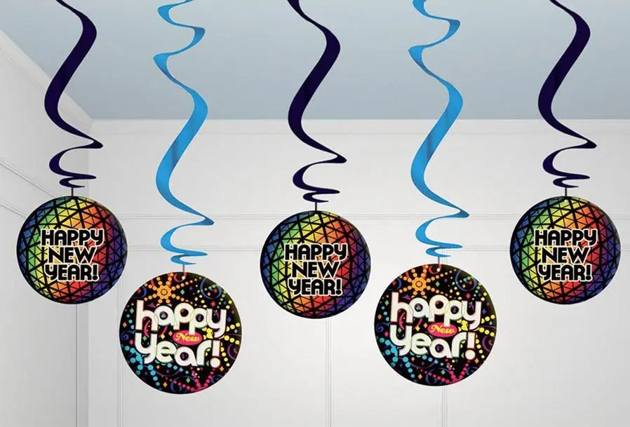 Confezione con 5 decorazioni Happy New Year da 60 cm - tuttocostumi.it