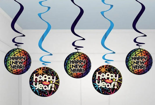 Confezione con 5 decorazioni Happy New Year da 60 cm - tuttocostumi.it