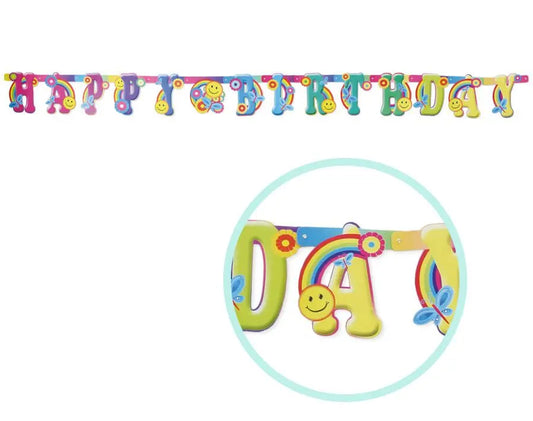 Festone HAPPY BIRTHDAY arcobaleno 230 X 19 cm - tuttocostumi.it